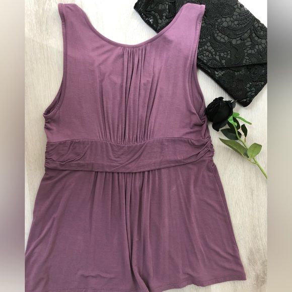 🖤💜Daisy Fuentes Dusk Purple Pleated Front Sleeveless Top Size XL - Picture 4 of 6